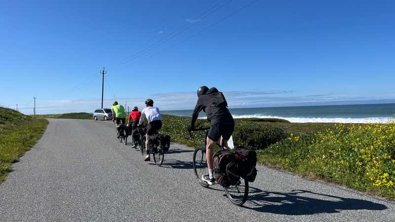 Biking past Pigeon Point on the way to Santa Cruz