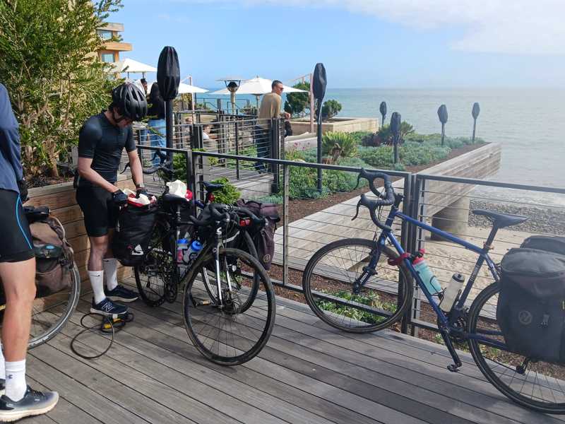 Locking our bikes up at Nobu Malibu. Photo by Elliot Klein.