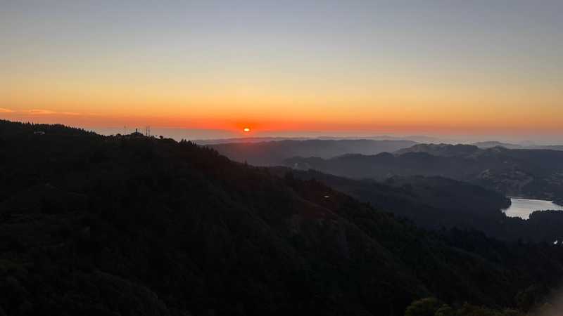 Sunset from the summit of Mt. Tam, before a sketchy twilight descent down Panoramic Highway back to SF