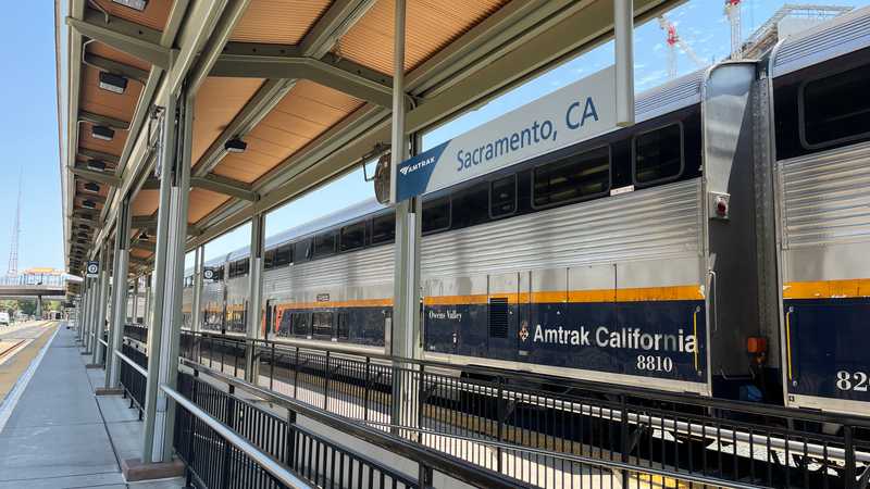 Waiting to board at Sacramento Station